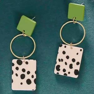 Green/Leopard Earrings